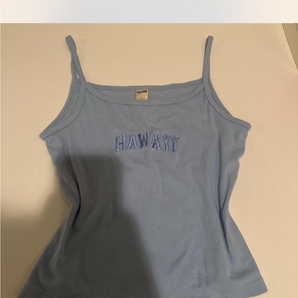 baby blue cotton cami embroider "Hawaii"